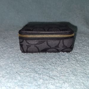 COACH Pill Box In Signature Canvas Black Charcoal AUTHENTIC